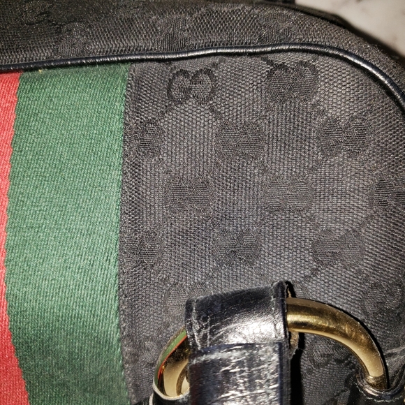 Gucci black monogram horsebit striped purse - Picture 3 of 16